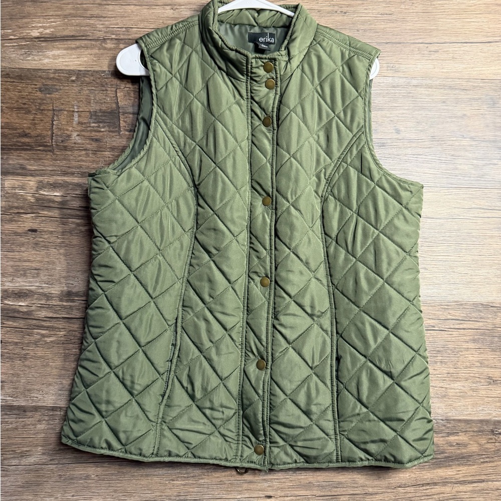 Erika Olive Green Quilted‎ Vest